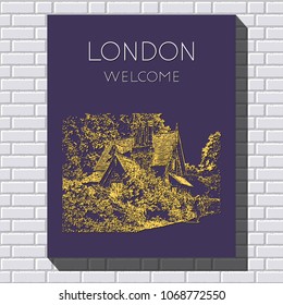 Sketch of London. Suitable for invitation, flyer, sticker, poster, banner, card, label, cover, web. Vector illustration.