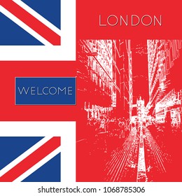 Sketch of London. Suitable for invitation, flyer, sticker, poster, banner, card, label, cover, web. Vector illustration.