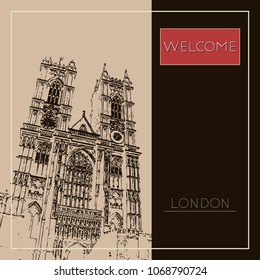 Sketch of London. Suitable for invitation, flyer, sticker, poster, banner, card, label, cover, web. Vector illustration.