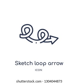 sketch loop arrow icon from user interface outline collection. Thin line sketch loop arrow icon isolated on white background.