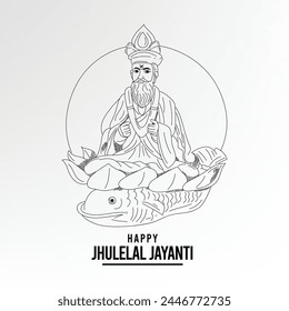 Sketch of Lord Cheti Chand Jhulelal Jayanti, Jhulelal Jayanti, Cheti Chand is a festival that marks the beginning of the Lunar Hindu New Year for Sindhi Hindus.