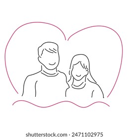 Sketch love concept minimal couple in love drawing line art couple lovely drawn together line love concept with white ioslated background. Abstract,vector,illustration.