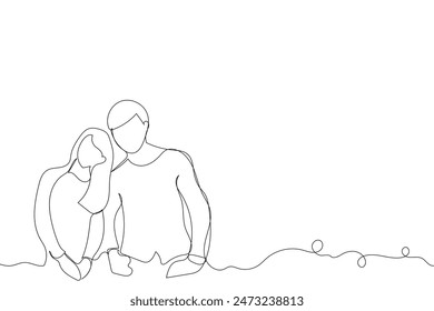 Sketch concepto de amor pareja mínima en el amor dibujo línea de arte pareja encantadora dibujada juntos línea concepto de amor con fondo aislado blanco. Abstractas,Vector,ilustración.