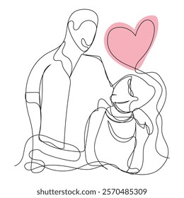 Sketch love concept minimal couple in love drawing line art couple lovely drawn together line love concept with white ioslated background. Abstract,vector,illustration.