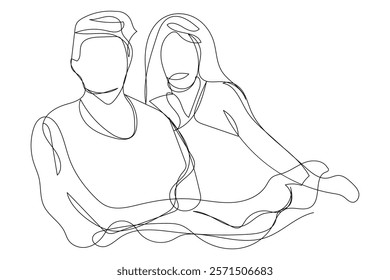 Sketch love concept minimal couple in love drawing line art couple lovely drawn together line love concept with white ioslated background. Abstract,vector,illustration.