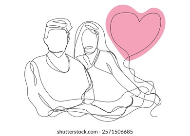 Sketch love concept minimal couple in love drawing line art couple lovely drawn together line love concept with white ioslated background. Abstract,vector,illustration.