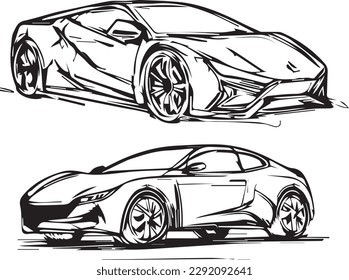  Sketch of Luxury Sports Car vector