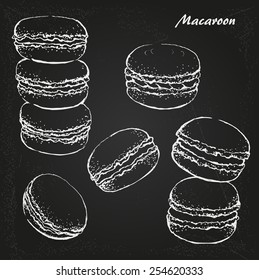 The sketch of Macaroon on chalkboard