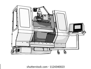 sketch of machine vector