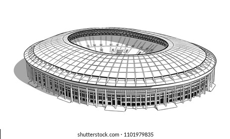 Sketch of the main stadium in Moscow.