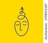 Sketch of male head with spiral arrow. Abstract hand drawn symbol of development, creativity. Psychology doodle icon