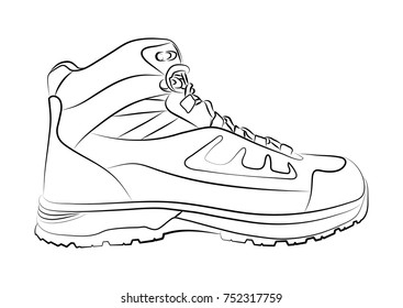 Sketch of a male shoe on white background.Vector illustration.