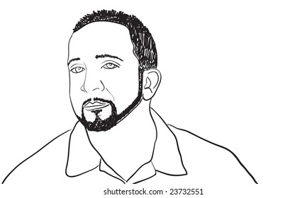 A sketch of a man with a goatee and thin beard.  This vector image is fully editable.