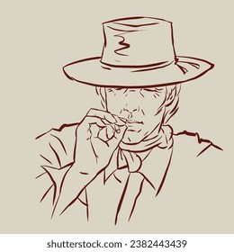Esbozo de un hombre en ese vector para tarjeta, decoración, ilustración