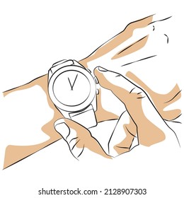 boceto de un hombre mirando un reloj