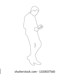 sketch of a man with a phone