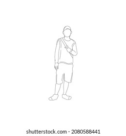 sketch of a man posing for a coloring book. suitable for children to learn to draw and color