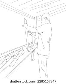 Sketch a man is rubbing sugarcane stems with a white background