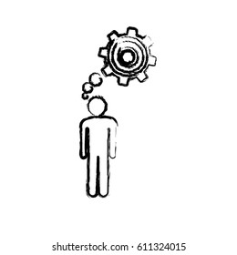 sketch of man thought in a pinion vector illustration