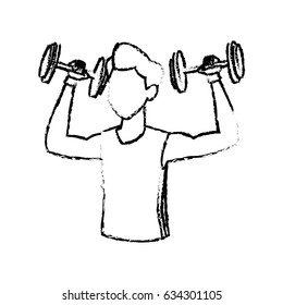 sketch man weight lifting exercise