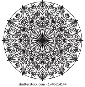 
sketch of the mandala as a stained glass window, kaleidoscope or mysterious rosette. This illustration can be used as a print on T-shirts and bags. hand drawn. 