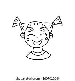 A sketch of a man's face. Hand drawing with a girl. Hand drawing with a cheerful girl. Image or icon for the site.