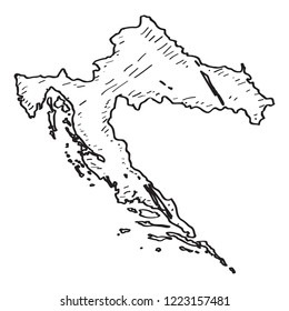 Sketch of a map of Croatia. Vector illustration design