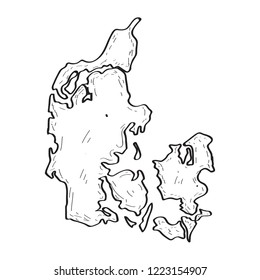 Sketch of a map of Denmark. Vector illustration design