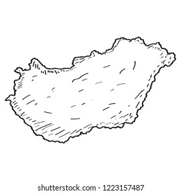 Sketch of a map of Hungary. Vector illustration design