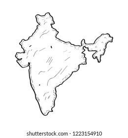 Sketch of a map of India. Vector illustration design