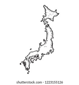 Sketch of a map of Japan. Vector illustration design
