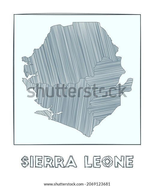 Sketch Map Sierra Leone Grayscale Hand Stock Vector Royalty Free