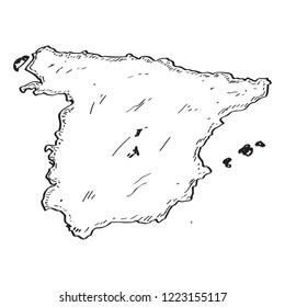 Sketch of a map of Spain. Vector illustration design