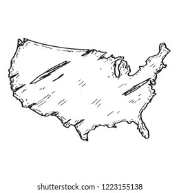 Sketch Of A Map Of The United States. Vector Illustration Design