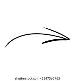 Sketch marker arrows. Hand drawn brush arrow check mark underline. Vector freehand illustration on white background.