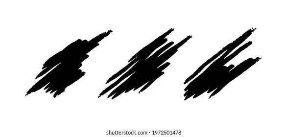 Sketch marker templates. Black chalk textures isolated in white background. Flat vector illustration