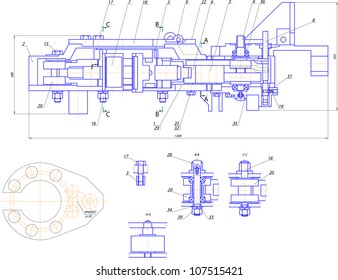 Sketch of a mechanical device. Vector EPS10