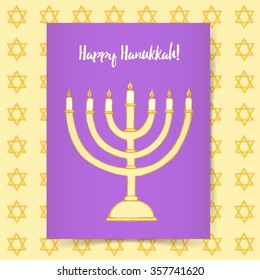 Sketch menorah in vintage style, vector card