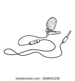 Sketch Microphone Lavalier Vector Illustration on White Background