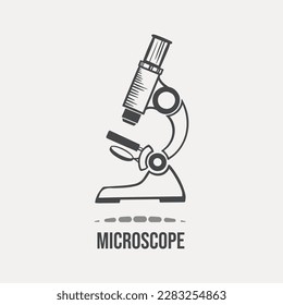 Sketch microscope for lessons of chemistry, biology hand-drawn on a light background. Vector