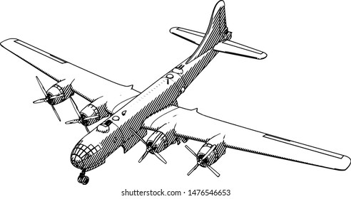 sketch of a military aircraft vector hatching