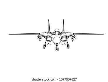 sketch of military airplane vector