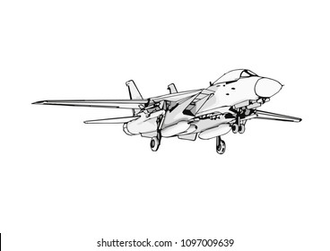sketch of military airplane vector