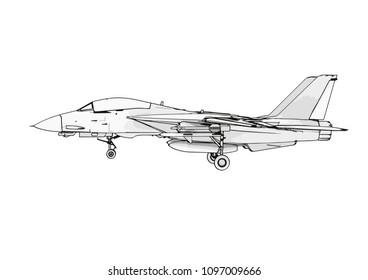 sketch of military airplane vector