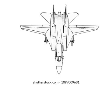 sketch of military airplane vector