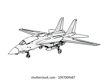 Sketch Military Airplane Vector Stock Vector (Royalty Free) 1097009687 ...