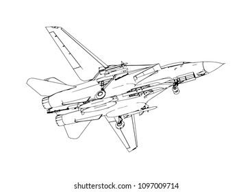 sketch of military airplane vector