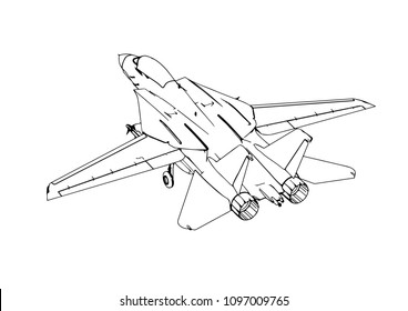 Sketch Military Airplane Vector Stock Vector (Royalty Free) 1097009765 ...