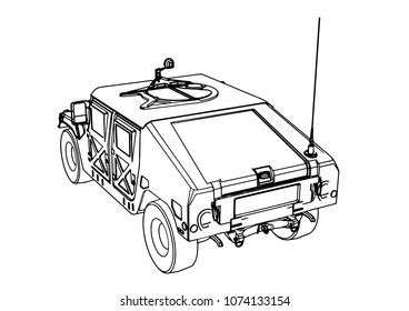 sketch of military off-road vector