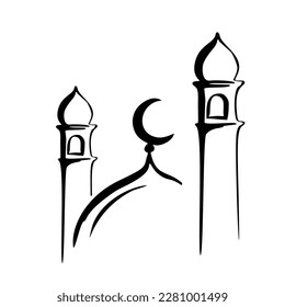 Sketch of minarets and domes